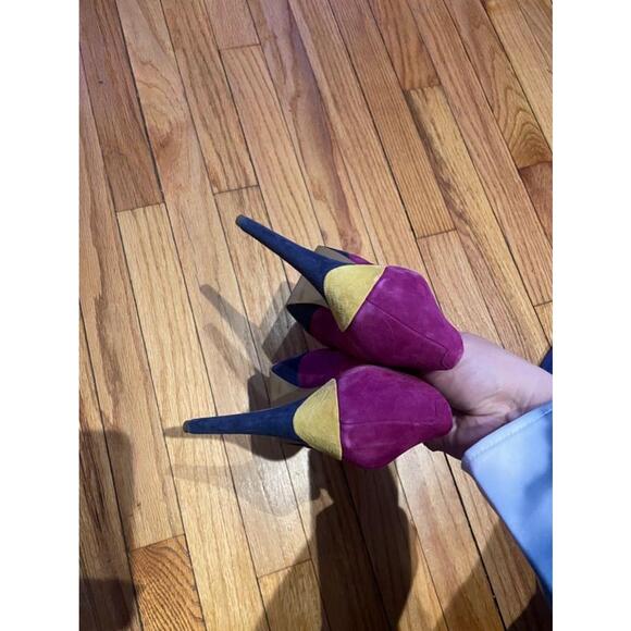 LAYLA Suede Platform Colorful Colorblock Multicolor Bright retro pumps Coquette - Picture 3 of 9